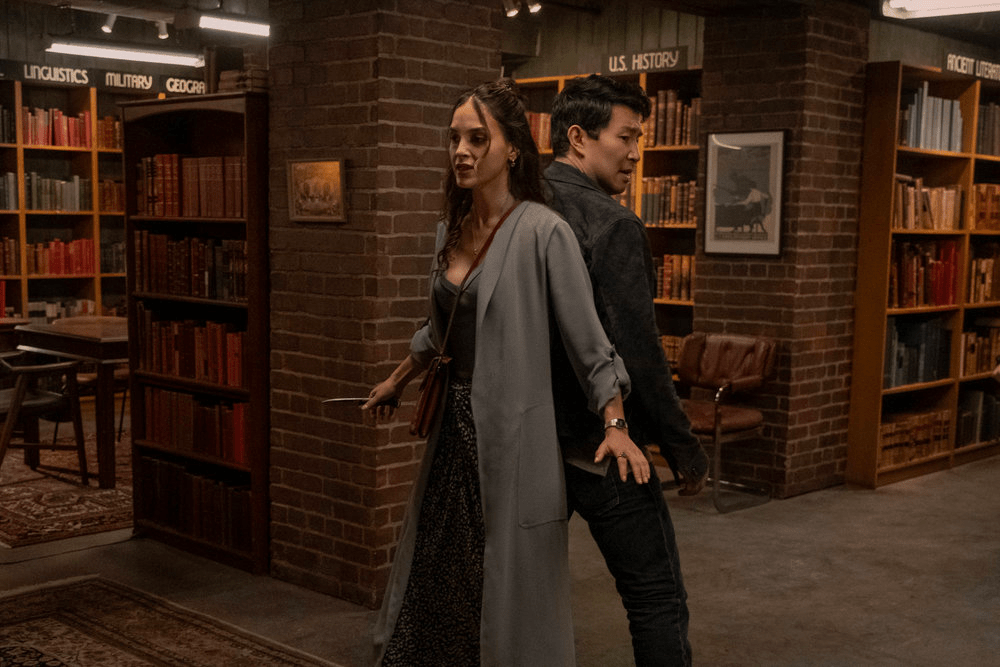 Melissa Barrera and Simu Liu after a fight. Image Credit: Peacock